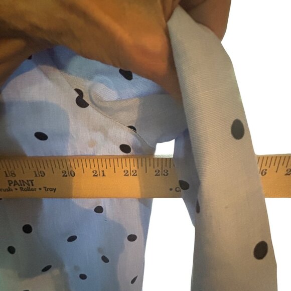 Talbots Shirt Chambray Blue w/ Black Polka Dots Classic Collar Professional Prep - Picture 8 of 8